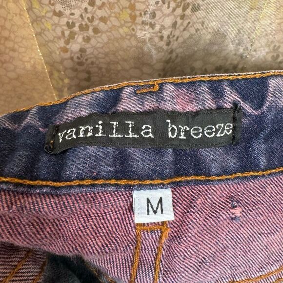 Vanilla Breeze Dip Dye Pink Blue Raw Hem Cut Off Jean Shorts XS - Picture 3 of 5